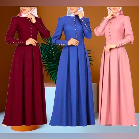 Vintage Casual Pink,Blue and Burgundy maxi floor length dresses- S,M,L and XL - Picture 1 of 10